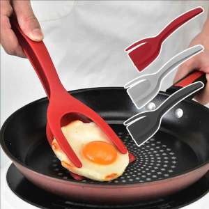 YESPERY 2 In 1 Spatula Clip Silicone Grip Flip Tongs Egg Steak Spatula Tongs Clamp Pancake Fried Turners Cooking Tool Kitchen Accessories