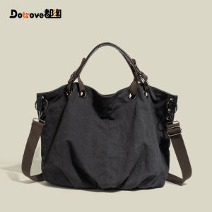 Large Capacity Canvas Tote Bag Womens Commuter Handbag Single Shoulder Crossbody Bag Korean Style Zipper Closure Soft Handbag