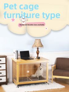 Indoor Wooden Dog Cage Teddy Medium Size Dog Kennel with Toilet Separator Home Use Pet House for Small Dogs like Chihuahuas