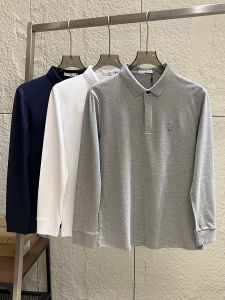 High Density Cotton Long Sleeve Polo Shirt Mens Skin-friendly Breathable Casual Business Autumn Fashion Garment