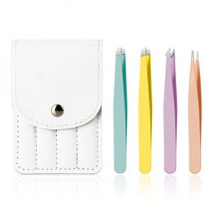 5Pcs/Set Pinset Bulu Mata Alis Penjepit Bulu Mata Stainless Ketiak Pinset Tweezer Penjepit Sticker & Tas Pinset Kulit