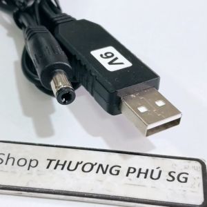 Cáp nguồn USB ra 9V (DC) / Dùng nguồn USB 5V ra 9V đầu cắm 5.5mm X 2.1mm (Cáp dài 1m)
