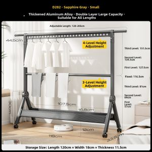 MINGZHI | Double Layer Adjustable Foldable Standing Clothes Hanger