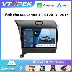 Đầu Radio Xe Hơi Vtopek 2 Din Android 12 4G WiFi Đa Phương Tiện Trình Phát Video Dành Cho Kia K3 Cerato Forte 2013-2017 Với Carplay Android Auto BT