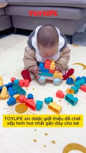 Đồ chơi xếp hình thông minh nhựa mềm loại to 50 chi tiết an toàn cho bé bộ lắp ghép nhựa dẻo cỡ lớn phái triển trí tuệ