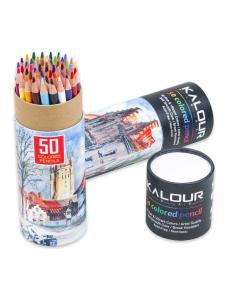 Kalour Bucket of 50 Colors Oil-Based Coloring Pencils for Drawing Exams And Art Supplies Graphite Ordinary Pencils Wooden Handle