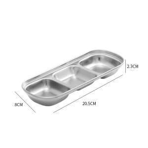 2-4 Grids Korean Style Divided Seasoning Plate/Dipping Dish 304 Stainless Steel Hot Pot Seasoning Bowl BBQ/Spice/Salt/Sugar