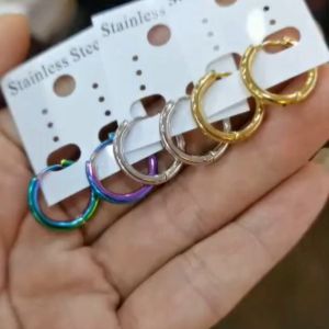 stainless steel korea Round earrings anti-allergy(🎀Link3) big thick earring Simple hoop men women韩版时尚新款简单圆形钛钢大耳扣 防敏感