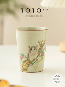 Charming Cat Handheld Cup Chinese Style Gongfu Tea Owner Single Cup High-fired Ceramic Handmade Tea Set from Mainland China