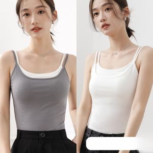 Miiow | Womens Integrated Vest Strap With Chest Pad One-Piece Prevent Exposure No Bra Needed Inner Wear Sweet Style Four Seasons Universal