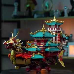 2453PCS Chinese Style Dragon Boat Building Blocks Traditional Architecture Bricks Collectible Decorative Model Toy 3D Puzzle Kit