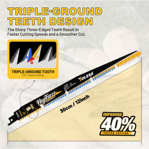 TOLESA 3PCS Japanese Teeth Reciprocating Saw Blades 225mm/300mm Wood Pruning Saw Blades Triple Ground Teeth with U-Groove Design