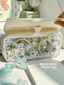 Large Capacity Simple Design Blue Fruit Pain Package Pen Bag Hidden Pain Layer Anime Gochi Style Stationery Storage Pouch for Students