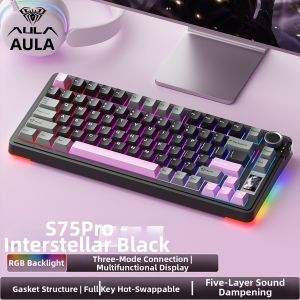 AULA | Triple Mode Bluetooth Digital Display F75 Gaming Mechanical Keyboard