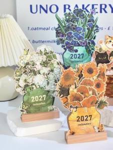Lịch Để Bàn Tô Màu Thực Vật 2027 Có Đế Gỗ 12 Thẻ Màu Sắc DIY Planner & Decor Quà Tặng Cho Văn Phòng Tại Nhà Trường Học