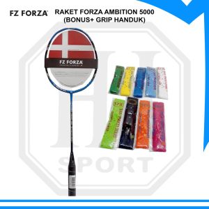 Raket Badminton Forza Ambition 5000 Original - Full Carbone Nano Tubes - Flex Medium - Power 6 - Balance 290mm - Weight 86g - High Tension 35lbs - Packing Aman dan Rapi (ORIGINAL)