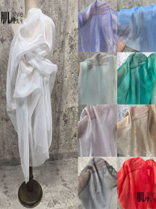 Modern Style Ice Silk Shantung Fabric with Pleats for Clothing Designers Stripe Pattern Net Cloth for Dresses And Curtains