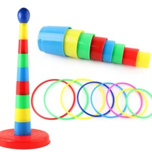 AOMING Puzzle Kids Throwing Ring Toy Ferrule Laminated Parent-child Interactive Game Creativity Fun Sports Small Production Environmental Protection Early Educational Toys