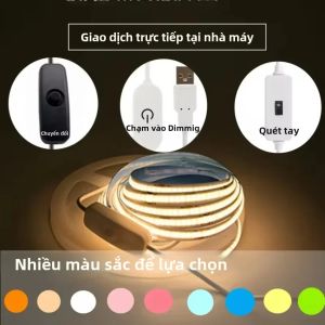 Đèn LED Dải COB Siêu Sáng 5V USB DC Có Công Tắc Cảm Ứng Điều Chỉnh Độ Sáng Bằng Tay 320LED/m 1m/2m/3m/4m/5m Điều Khiển Bằng Cảm Ứng