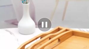 【K-Home】Rectangle Bamboo Tray with Handle Wooden Serving Tray Makanan Tea Tray Buffet Wooden Tray Kuih Talam Dulang Kayu
