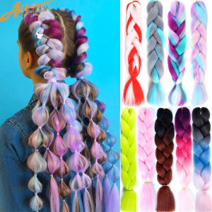 Allaosify Synthetic Jumbo Braids 24 Inch 100g Hair For Crochet Black Red Pink Brown 100 Colors Womens Braiding Hair Extensions