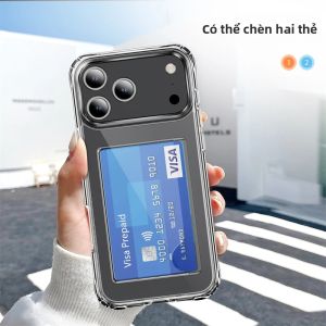 Ốp Điện Thoại iPhone Trong Suốt Cao Cấp Có Khe Đựng Thẻ Mặt Lưng Acrylic HD Trong Suốt Chống Xước Chống Bụi Chống Trượt Dành Cho 17 16 15 14 Pro Max 13 12 11 XR X Plus