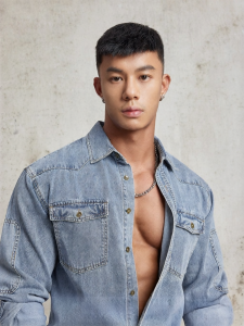 TOMATOPAPA | Áo Khoác Jean Nam Thiết Kế Rugged Vintage Đã Giặt
