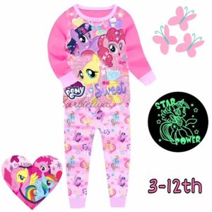 PIYAMA ANAK GLOW IN THE DARK IMPORT MURAH LENGAN PANJANG FROZEN UNICORN COTTON PRINTING