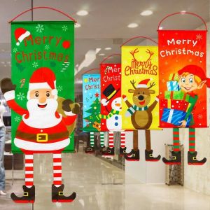 【So starry】ธงแขวนคริสต์มาส ธงแบนเนอร์ เครื่องประดับคริสต์มาส ตกแต่งกระจก