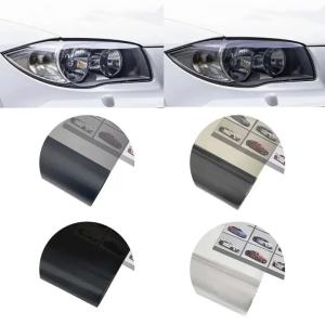 Light Smoke Headlight Film - Glossy TPU Taillight Wrap for Car Transparent Light Black Tint W/UV Protection & Scratch Resistance