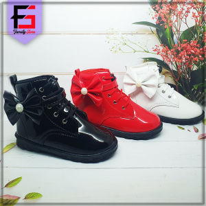 Sepatu Boots Pesta Anak Perempuan Variasi Pita Mutiara / Sepatu Boot Fashion Anak Balita Lucu Trendy