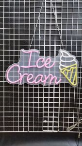 Ice Cream ขนาด 60 X 30 X 1.5 cm ป้ายไฟนีออน หน้าร้าน ป้ายไฟตัวอักษร ตกแต่งหน้าร้าน สร้างความโดดเด่นให้ร้านคุณ