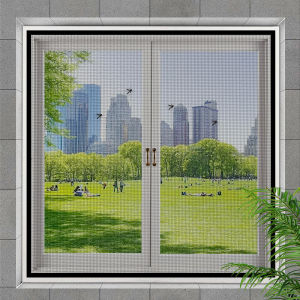 Mosquito-Resistant Slide Window Screen Net with Zipper Self-Installation No-Punching Magic Self-Adhesive Home Window Screen