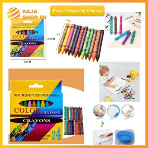 Pensil Crayon 1 Set Isi 24 Warna Alat Mewarnai Anak-Anak Lengkap