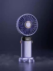 5 Speed Handheld Neck Fan with LED Display 1200mAh Rechargeable 90° Foldable Phone Stand Portable USB Fan for Travel Home