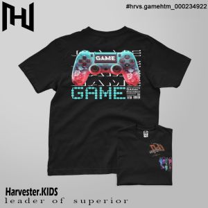 Kaos Anak Laki Laki HARVESTER Motif Game Hitam Usia 2-12 Tahun