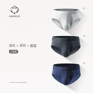 MiiOW Graphene Mens Triangle Underwear Mens Pure Cotton Spring and Summer Sterile Breathable Boys Mid Waist Underpants Youth Fashion