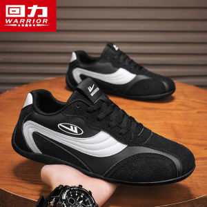 Mens Retro Racing Shoes Thin Bottom Patchwork Color Dequn Casual Leather Surface Classic Style Trendy Autumn Seasonal Wear