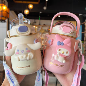 MeiLetti Childrens Thermal Cup Straw Water Cup Cute Primary School Girls Going to School Special Large Belly Cup Cartoon PP Material