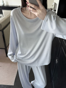 Áo Ngủ Dài Tay Cổ Tròn Đơn Giản Thoải Mái Mùa Xuân Hè Áo Khoác Ngoài Mỏng Cao Cấp Cho Nữ Quần Áo Mặc Nhà Tagkita