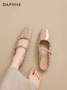 Daphne | Peep Toe Half Slipper Nude Rivet Flats Women Sandals