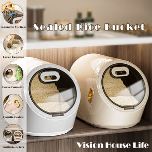 Vision 5kg/10kg/12.5kg Rice Storage Box Dry Food Dispenser Rice Storage Container Rice Bucket with Lid Kitchen Seal Grain Dispenser Pet Grain Storage Barrels Container Airtight Moistureproof Storage Bin