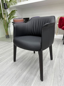 DUOBAOFUXING | Real Leather Solid Wood Minimalist Dining Chair