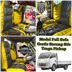 Lapis jok mobil traga pickup model sofa terbaik 2023 gratis sarung stir / cover jok isuzu traga / bungkus jok mobil / variasi pickup / pelindung jok mobil original / sarung jok murah / bungkus jok terlaris