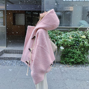 แจ็คเก็ตขนสัตว์สั้นสีชมพูสำหรับผู้หญิง ฤดูใบไม้ร่วง/ฤดูหนาว 2025 แจ็คเก็ตขนสัตว์สไตล์เกาหลี ปกสูท แขนยาว ปกติ