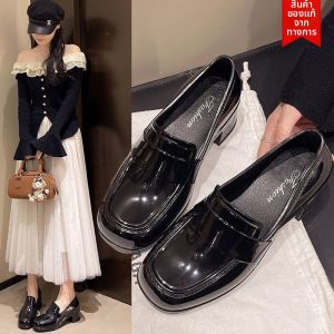 JIFANPAUL | Summer British Style Black Thick Heel Easy-On Loafers