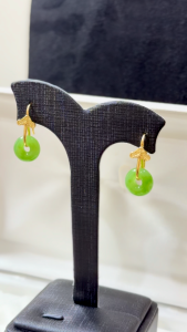 Montagne Jewelry Natural 12mm Grade A Green Jade Earrings RuYi Design Fine Jewellery 925 Silver Drop Earrings