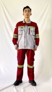 Satu Setel Baju Safety Merah Maroon Keren