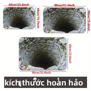Thảm Trải Sàn Bằng Vải Polyester Hình Ảnh 3D VIKAMA Cho Cửa Phòng Tắm - Thảm Trang Trí Nhà Cửa Chống Trượt Thấm Hút Họa Tiết Hoạt Hình Có Thể Giặt Bằng Máy