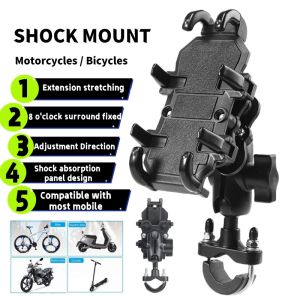 Motorcycle Bicycle Phone Holder GPS Handphone Bracket Bike Motor Pemegang Telefon Basikal Universal Shock Absorption Anti-Fall Mobile Phone Mount